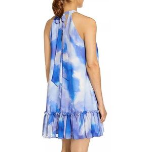NWT Aiden Mattox Womens Mock Neck Mini Shift Dress Watercolor Size 10